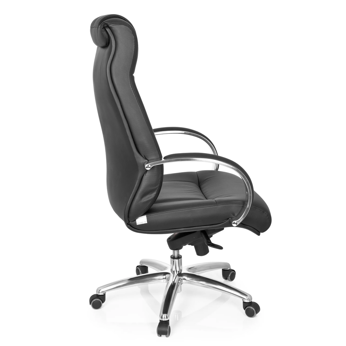 Black Swivel Chair XXL G 600 with armrests and five-caster base by hjh OFFICE – 360-degree view (side profile 100°)