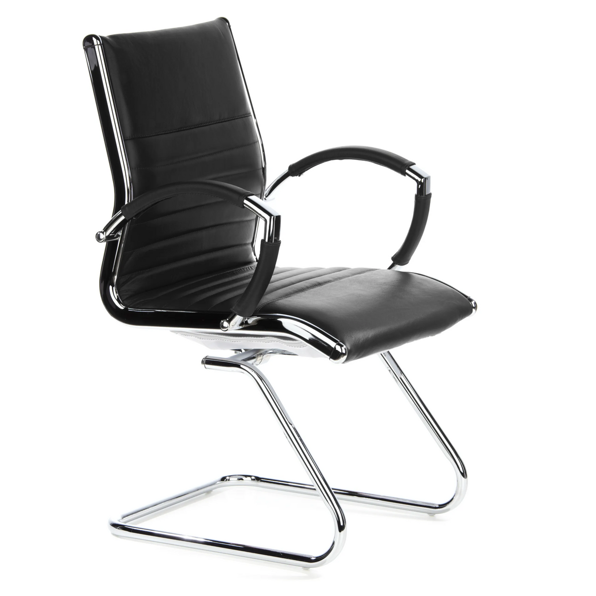 Black Cantilever chair PARMA V with crossbars and armrests by hjh OFFICE – 360-degree view (front three-quarter view 60°)