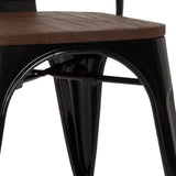 Wooden seat and black metal frame of the VANTAGGIO COMFORT W bistro chair by hjh OFFICE
