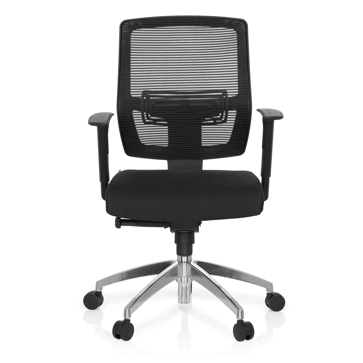 Black Professional Office Chair NET 90 with mesh back and five-caster base by hjh OFFICE – 360-degree view (front view 0°)