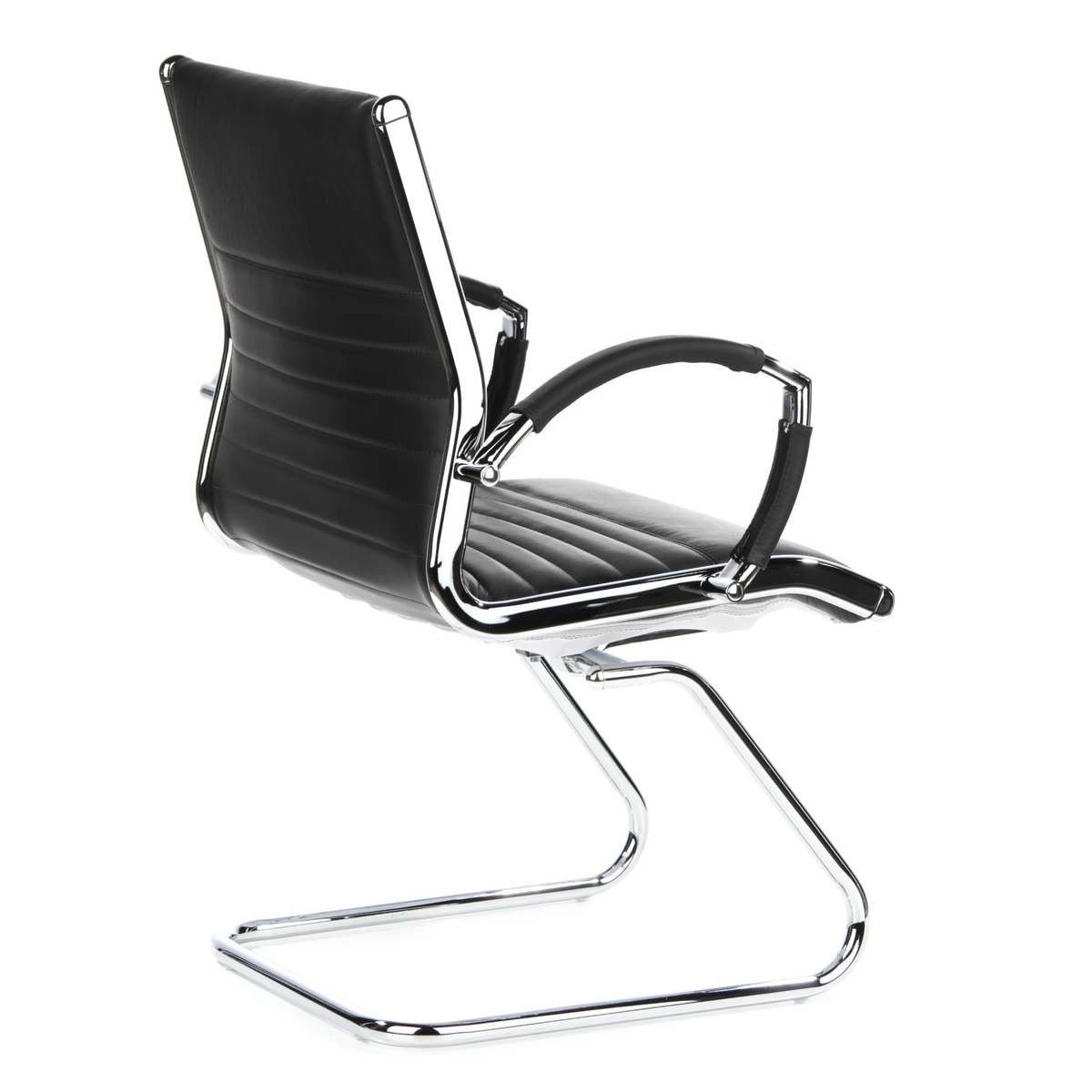 Black Cantilever chair PARMA V with crossbars and armrests by hjh OFFICE – 360-degree view (rear three-quarter view 120°)