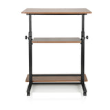 Black walnut finish Standing desk WORKSTATION II with two shelves and casters by hjh OFFICE – 360-degree view (front view 0°)