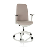 Beige Professional Office Chair NESTORA with armrests and white five-caster base by hjh OFFICE – 360-degree view (front view 15°)