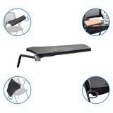 Black writing tray as TABLET PRIORITY II Accessories with various views of assembly and use by hjh OFFICE