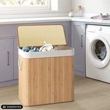 Brown Laundry basket FALSTER XXL B with open lid and white lining by hjh LIVING
