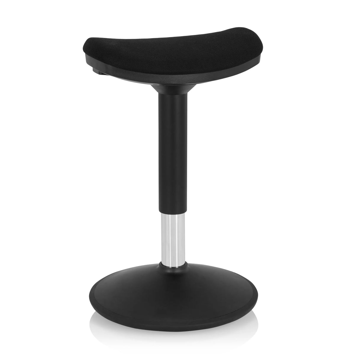 Black Standing aid BALANCE SIT I B with curved seat and round base by hjh OFFICE – 360-degree view (front view 20°)