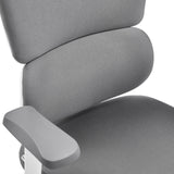 Grey fabric cover and armrest of the Ergomy WF 2 Professional Office Chair with a white frame by hjh OFFICE
