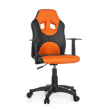 Black and orange Swivel Chair – Children KID GAME AL with mesh back and five-caster base by hjh OFFICE – 360-degree view (front view 20°)