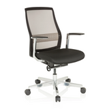 Black High End Office Chair FOUNTAINE PRO with mesh back and five-caster base by hjh OFFICE – 360-degree view (front three-quarter view 40°)