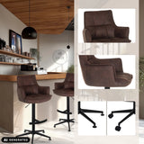 Brown SOLAO LIFE HIGH bar stool with star base and optional castors by hjh LIVING (AI-generated image)
