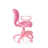 Pink Swivel Chair – Children KID COLOUR with armrests and five-caster base by hjh OFFICE – 360-degree view (side profile 80°)