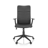 Black Home Office Chair ARTON 30 with quilted upholstery and five-caster base by hjh OFFICE – 360-degree view (front view 0°)