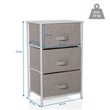 Dimensional drawing of the Chest of drawers FOLDRESS M with a height of 73 cm and a maximum load of 32 kg by hjh LIVING