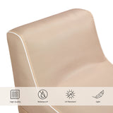 Beige material detail of the Air Sofa Sitzolo Air with symbols for water resistance and UV resistance by hjh LIVING