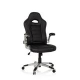 Black Gaming chair GAME SPORT with headrest, armrests and silver five-caster base by hjh OFFICE – 360-degree view (front view 10°)