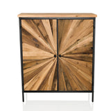 Chest of drawers SANTJAGO BLACK SUN XL with two doors made of radial wood and a black metal frame by hjh LIVING