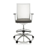 Grey Counter chair ASPEN WORK W with mesh back, foot ring and five-caster base by hjh OFFICE – 360-degree view (front view 0°)