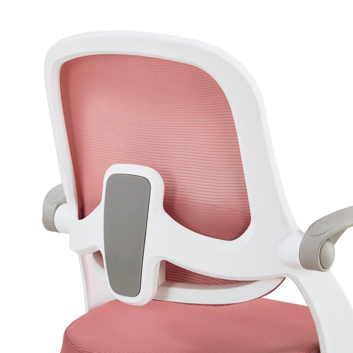 Back of the pink mesh backrest with white frame of the Kiddy Smart Step children's swivel chair by hjh OFFICE