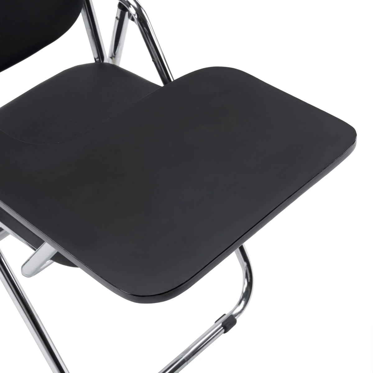 Black writing tablet of the Esto T folding chair with a chrome-plated frame by hjh OFFICE