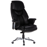 Black Luxury Executive Chair PRADO made of faux leather with star base and five castors by hjh OFFICE – 360-degree view (front three-quarter view 40°)
