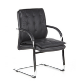 Black Cantilever chair VILLA V with quilted upholstery and armrests by hjh OFFICE – 360-degree view (front three-quarter view 40°)