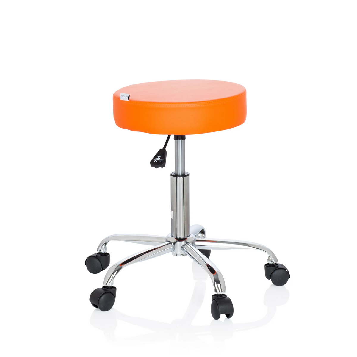 Orange Swivel stool OPERATOR II with gas lift and five-caster base by hjh OFFICE – 360-degree view (front three-quarter view 60°)