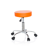 Orange Swivel stool OPERATOR II with gas lift and five-caster base by hjh OFFICE – 360-degree view (front three-quarter view 60°)