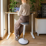 Standing aid BALANCE SIT III W in white and grey with round seat and base for the home office by hjh OFFICE