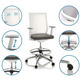 Grey Counter chair ASPEN WORK W with foot ring, castors and breathable backrest by hjh OFFICE