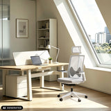 Two grey Professional Office Chairs ARCEO W at white desks in an office by hjh OFFICE