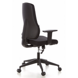 Black Professional Office Chair PRO-TEC 100 with armrests and five-caster base by hjh OFFICE – 360-degree view (rear three-quarter view 120°)