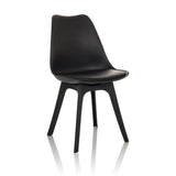 Black Shell chair SCANDI P with four legs by hjh OFFICE – 360-degree view (front three-quarter view 30°)