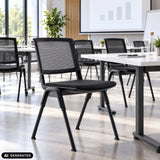 MEET WA guest chair in black with mesh backrest in a meeting room by hjh OFFICE (AI-generated image)
