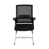 Black Cantilever chair INVENTOR V with mesh back, armrests and sled base by hjh OFFICE – 360-degree view (front view 0°)