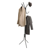 Black Coat Stand SPACE IV with several hooks, holding two jackets and a hat by hjh OFFICE
