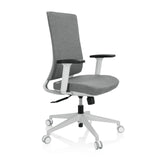 Grey Professional Office Chair COMFIO WP with armrests and a white five-caster base by hjh OFFICE – 360-degree view (front three-quarter view 60°)