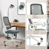 Home Office Chair MIKO W ECO in grey with breathable mesh backrest, adjustable armrests and castors by hjh OFFICE