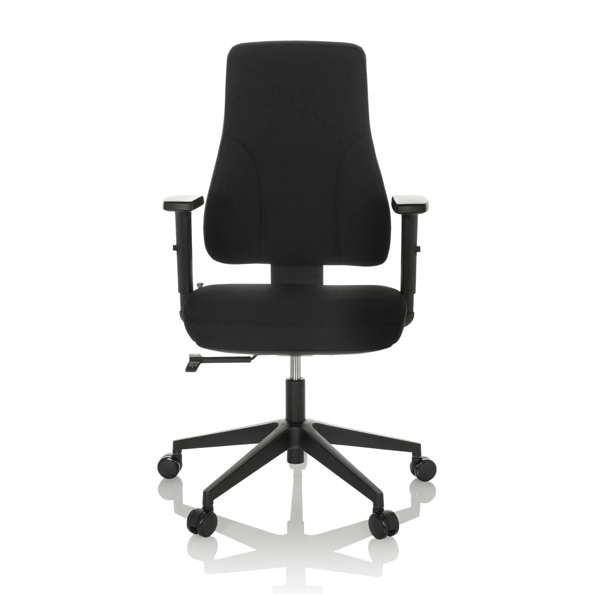 Black Professional Office Chair MATHES with armrests and five-caster base by hjh OFFICE – 360-degree view (front view 0°)