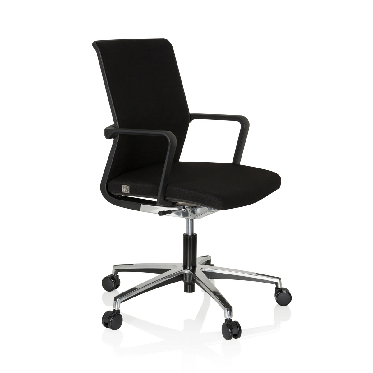Black Professional Office Chair MOVE-TEC 3D with armrests and five-caster base by hjh OFFICE – 360-degree view (front three-quarter view 60°)