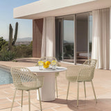 Outdoor chair BEGIO L in beige with mesh backrest and armrests by hjh LIVING