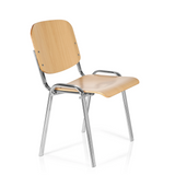 Four-legged chair XT 600 C H in beech with chrome frame by hjh OFFICE – 360-degree view (front three-quarter view 60°)