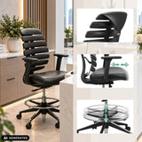 Black leather counter chair ERGO LINE II WORK with foot ring and adjustable armrests by hjh OFFICE (AI-generated image)