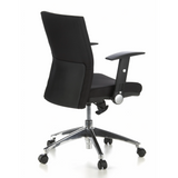 Black Professional Office Chair LAGUNA PRO with armrests and a five-caster base by hjh OFFICE – 360-degree view (rear three-quarter view 120°)