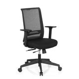 Black Professional Office Chair CONISTON with mesh back and five-caster base by hjh OFFICE – 360-degree view (front three-quarter view 40°)
