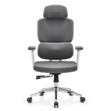 Grey Professional Office Chair Ergomy WF 2 with fabric cover and a five-caster base by hjh OFFICE – 360-degree view (front view 0°)