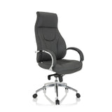 Grey Professional Executive Chair ELEGANCE I with armrests and a polished five-caster base by hjh OFFICE – 360-degree view (front three-quarter view 40°)