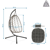 Dimensional drawing of the Hanging chair COCOVA with a height of 188 cm and width of 98 cm by hjh LIVING