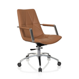 Camel Home Office Chair SARANTO II with quilting and five-caster base by hjh OFFICE – 360-degree view (front three-quarter view 40°)