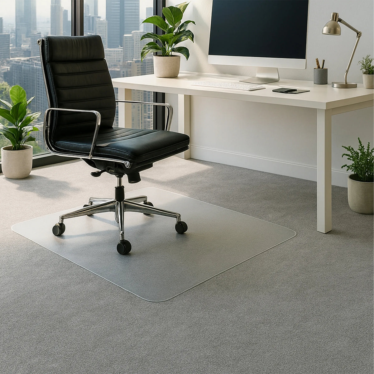 Transparent polycarbonate Office Mat ULTIMAT II for carpets by Floortex