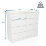Dimensional drawing of the Chest of drawers OSOYRO with 110 × 98.5 cm and a load capacity of 70 kg by hjh LIVING
